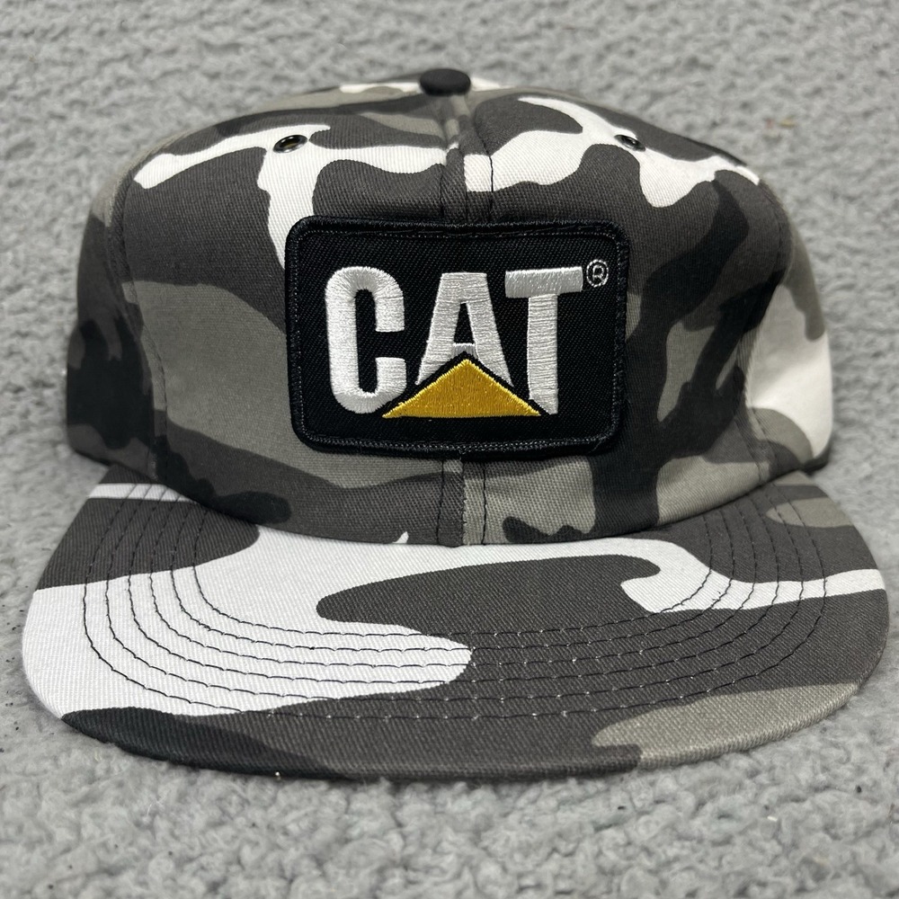 Vintage CAT Trucker Hat Caterpillar Snapback Camo Camouflage Foam Inside USA